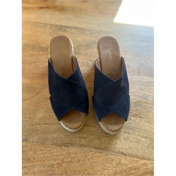 Paseart Shoes - Paseart Navy Suede Crisscross Espadrille Wedge Sandals size 7.5